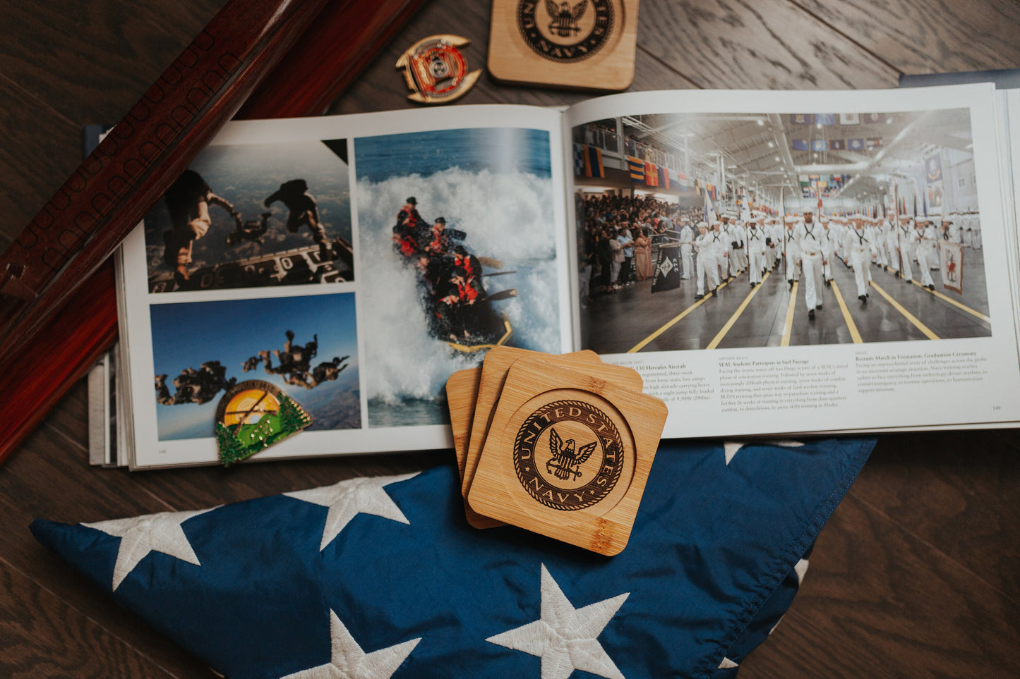 Navy Seal Laser Engraved Bamboo Coasters! Set of 4, great gift for someone else or yourself!