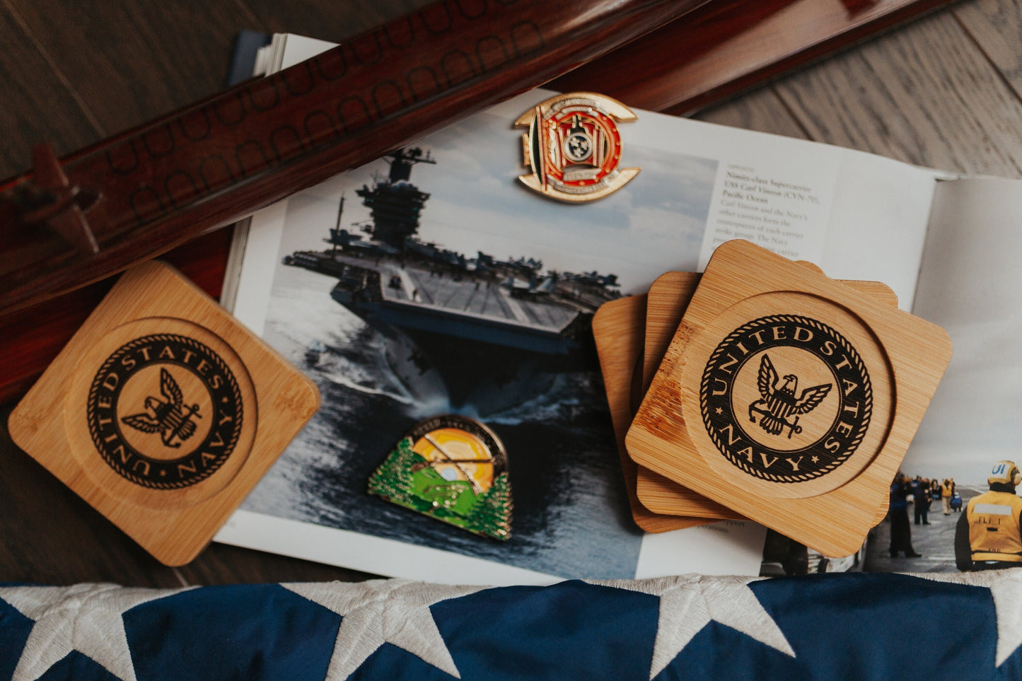 Navy Seal Laser Engraved Bamboo Coasters! Set of 4, great gift for someone else or yourself!
