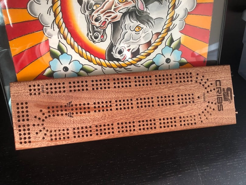 Custom Mahogany Cribbage Board