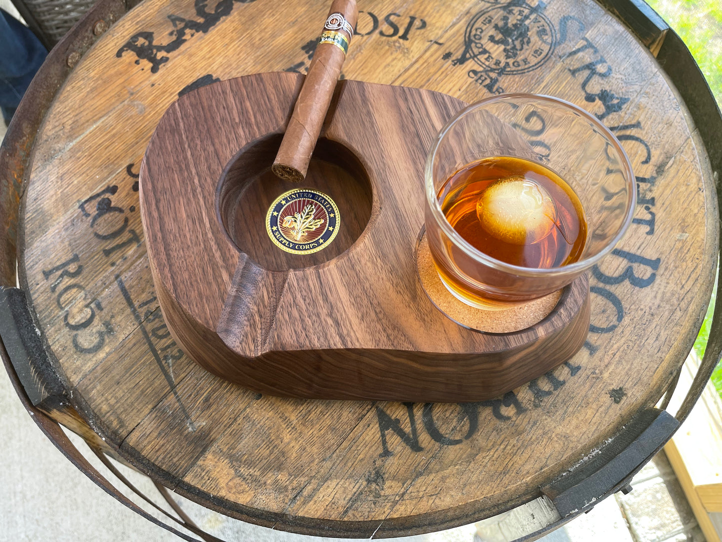 Ashtray Coaster Combo - Walnut w/Coin