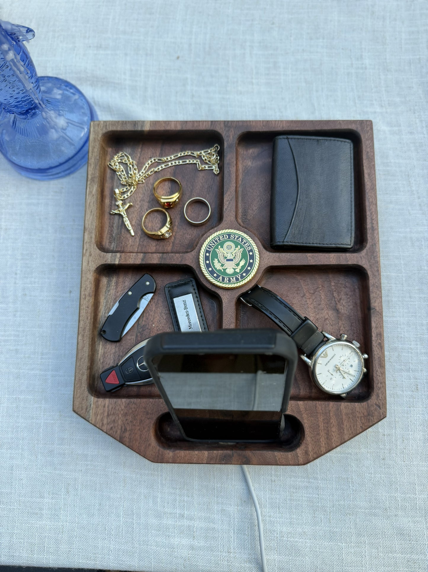 Large Walnut Phone and Accessory Holder