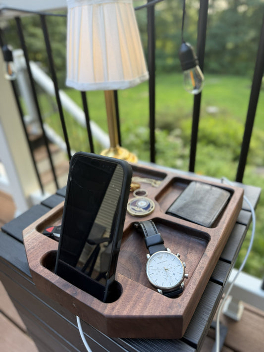 Large Walnut Phone and Accessory Holder