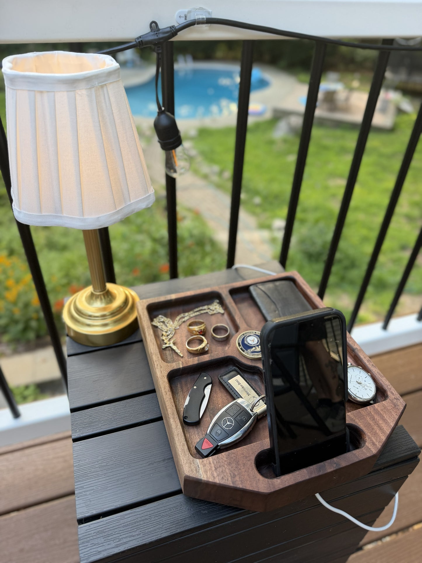 Large Walnut Phone and Accessory Holder