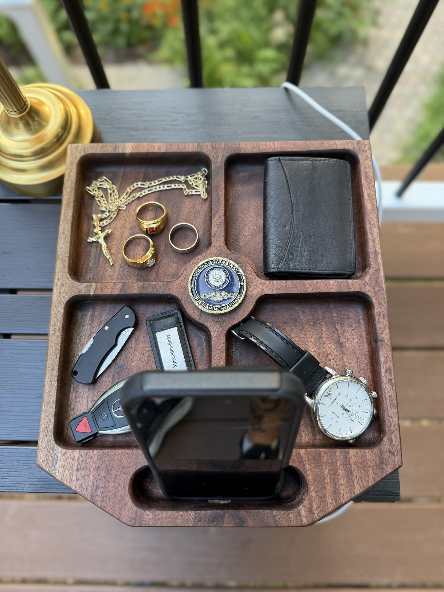 Large Walnut Phone and Accessory Holder