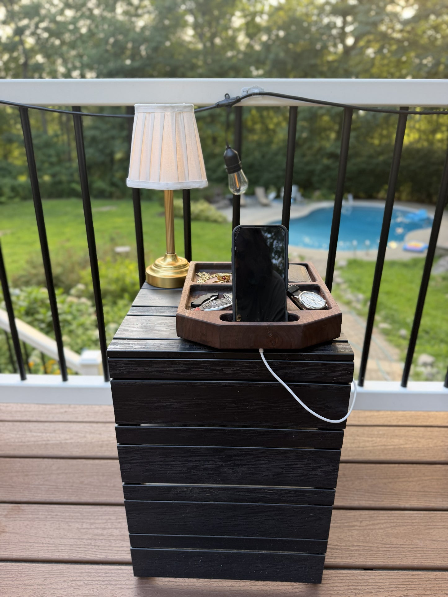 Large Walnut Phone and Accessory Holder