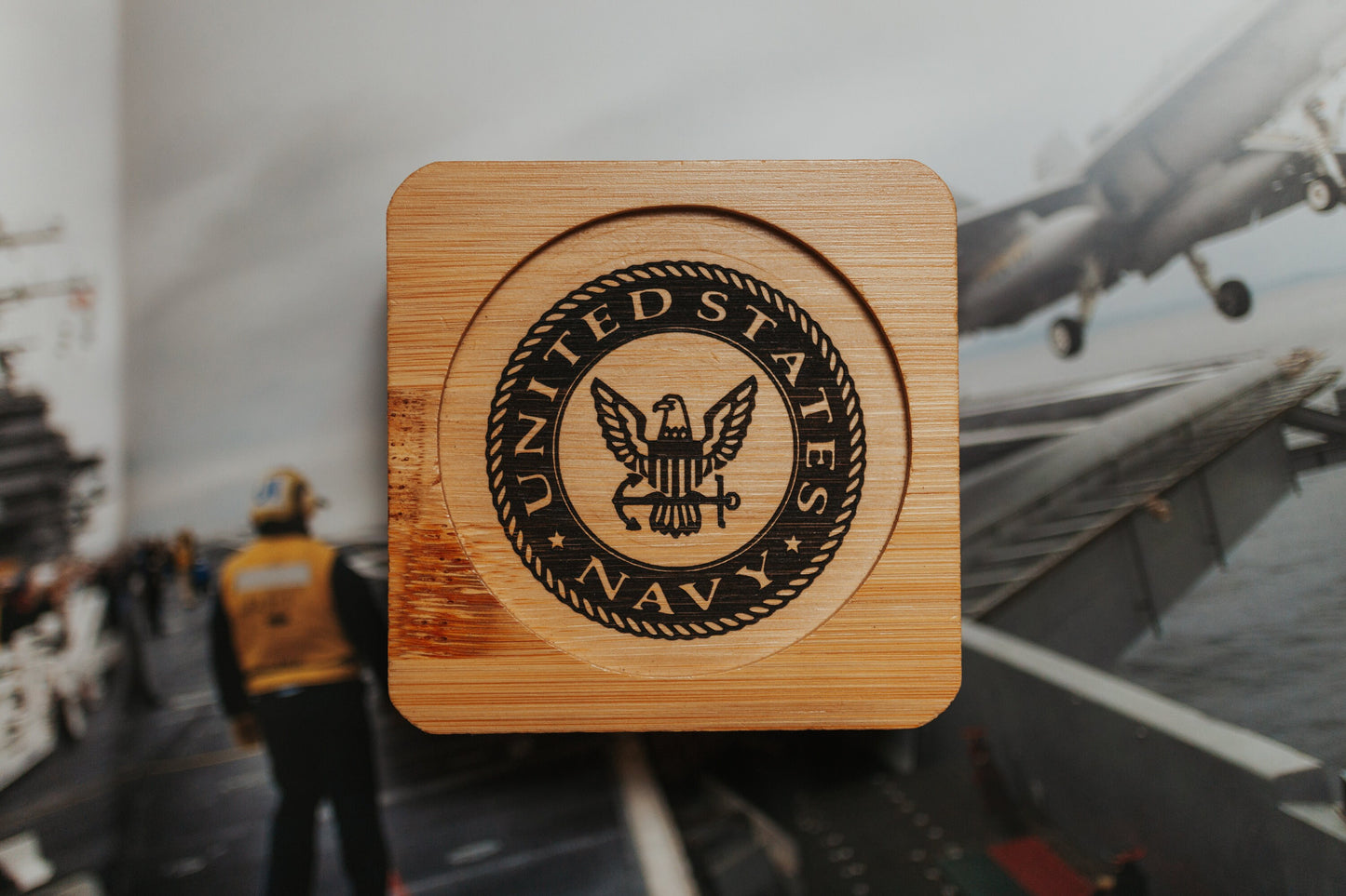 Navy Seal Laser Engraved Bamboo Coasters!  Set of 4, great gift for someone else or yourself!