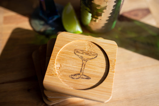 Margarita Glass Bamboo Coaster by ArtbyAnneke, Set of 4 awesome coasters!
