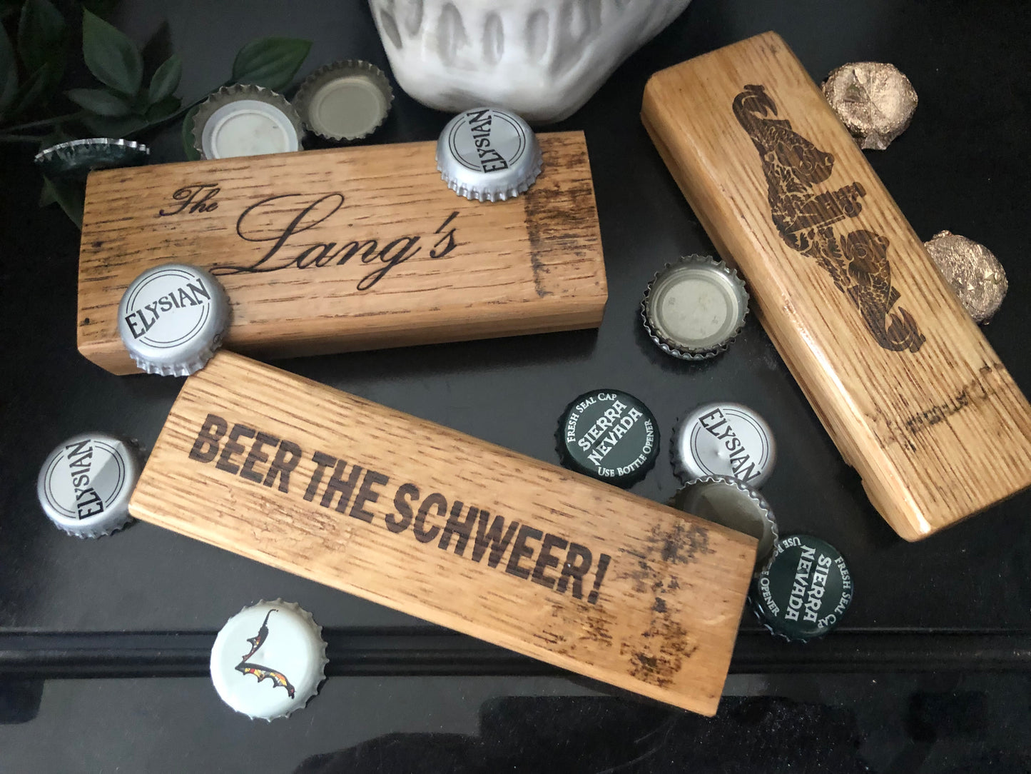 Custom Engraved Whiskey Barrel Stave Beer Opener